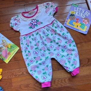 HealthTex Vintage Floral Sweatshirt Bubble Romper, 12m